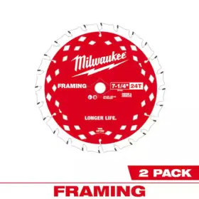 48-40-0722 Milwaukee 2 Pieces 7-1/4 Inch X 24-tooth Framing Circular Saw Blade For Woods