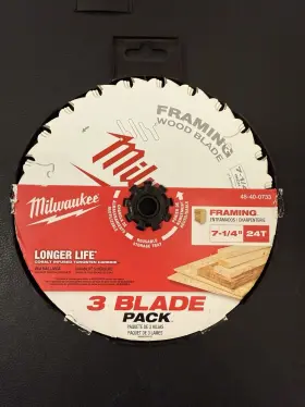48-40-0733 Milwaukee 7-1/4inch 24t Framing Circular Saw Blade 3pk