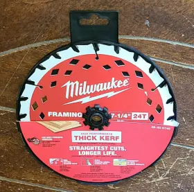 48-40-0740 Milwaukee 7-1/4 Inch 24 Tooth Thick Kerf Framing Saw Blade - Item #48-40-0740