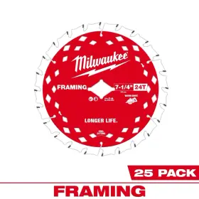 48-40-1723 Milwaukee 7-1/4inch 24t Worm Drive Framing Contractor Pack 25pk