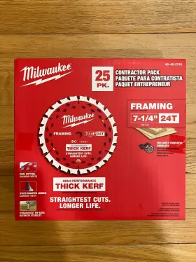 48-40-2740 Milwaukee 7-1/4 Inch 24t Thick Kerf Framing Circular Saw Blade Contractor 25pack