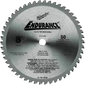 48-40-4520 Milwaukee 8in X 50-tooth Dry Cut Circular Saw Blade With 5/8in Arbor Size And