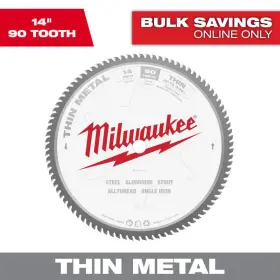 Milwaukee 744759587664 14 Inch X 90 Carbide Teeth Thin Metal Cutting Circular Saw Blade