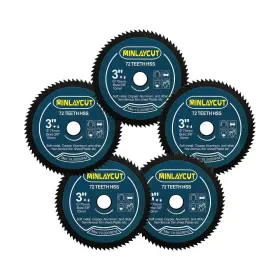 Mlc800111075005 Minlaycut Hss Mini Saw Blade 3inch - 72t 10mm Bore Cutting Discs 5pcs 75mm For Wood Co