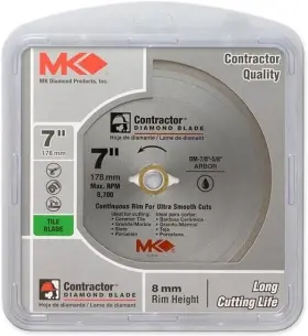 167029 Mk Diamond J - 7 Inch Contractor Continuous Rim Wet Cutting Tile Saw Blade