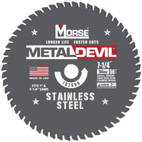 Csm7255620fssc Morse 050326102698 Metal Devil Circular Saw Blade Carbide Tipped Stainless Ste