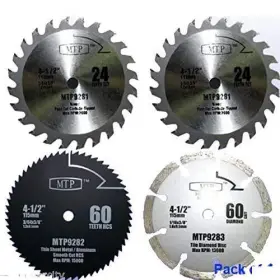 Mtp 756681671830 Pack Of 4 Assorted Metal/wood 4-1/2 Inch 4.5 Circular Saw Blade For Rockwell
