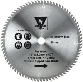 10768a Neiko 837013107682 12 Inch Carbide Chop Saw Blade 80 Tooth With 1-inch Arbor Miter Ta
