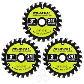 0070 Nicavkit 3pack 3 Inch 24t Wood Cutting Circular Saw Blade For Woods Black