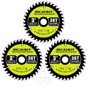 3676 Nicavkit 3pack 3 Inch 36t Wood Cutting Circular Saw Blade For Woods Silver