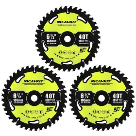 Ni0028-3p165 Nicavkit 3pack 6-1/2-inch 40 Teeth Fine Finish Wood Cutting Circular Saw Blade With 5/