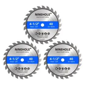 Ninehole 313091197185 3pack 4 1/2 Inch Circular Saw Blade 40t With 3/8-inch Arbor Tct Carbide Tipped