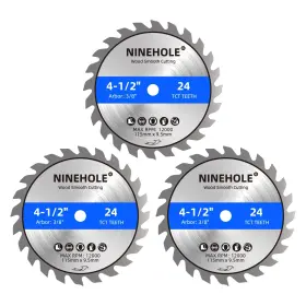 Yjp-115-9.5mm-24t Ninehole 3pack 4 1/2 Inch Circular Saw Blade 24t With 3pcs Silver