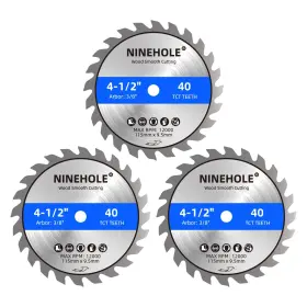 Yjp-115-9.5mm-40t Ninehole 3pack 4 1/2 Inch Circular Saw Blade 40t With 3/8-inch Arbor Tct Carbide Tipp