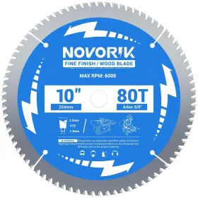 010101 Novorik Circular Saw Blade 10 Inch 80t With Arbor 10&apos &apos Blue