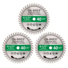 Oa-bres 313050155133 4-1/2 Inch 40t Fine Finish Wood Cut Circular Saw Blade With 3/8 Arbor Tct Atb