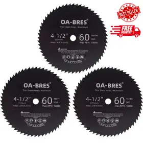 Oa-bres 313099440467 3 Pack 4 1/2-inch Hss Compact Circular Saw Blades With 3/8-inch Arbor 60t High