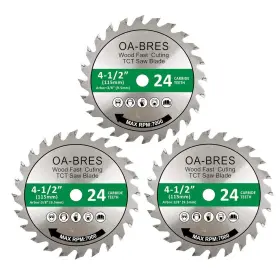 Oa-bres 431248562333 3 Pack 4-1/2-inch 24t Tct Carbide Tipped Teeth Compact Circular Saw Blade Wit