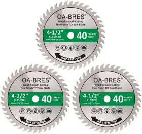 Oa-bres 445028369341 4-1/2 Inch 40t Fine Finish Wood Cut Circular Saw Blade With 3/8 Arbor 3 Pack