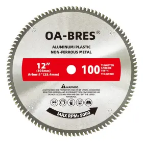 Oa-bres 726084761179 12 Inch 100t Upgrade Tcg Grind Aluminum Non-ferrous Metal Saw Blade With 1-inch