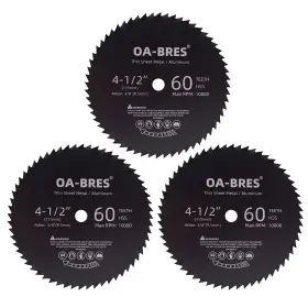 Oa-bres 726084949645 3 Pack 4 1/2-inch Hss Compact Circular Saw Blades With 3/8-inch Arbor 60t High