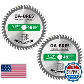 B0cw6b314l Oa-bres Trim Saw Blade 5.5 Inch 48t Atb Fine Finish 5/8 Arbor With 1/2 And 10mm Bushings 2pk