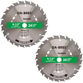 Yjp61224 Oa-bres 6-1/2-inch24-tooth Circular Saw Blade With 5/8-inch Arbor Tct Atb Framing 2-pack