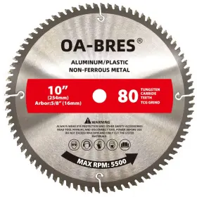 Yjpjl1080 Oa-bres 10 Inch 80t Aluminum Non-ferrous Metal Saw Blade With 5/8-inch Arbor Upgrade Tc