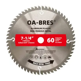 Oa-bres Yjpjl71460 7-1/4-inch 60 Tooth Aluminum Non-ferrous Metal Saw Blade With 5/8-inch Arbor Up