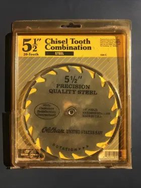Oldham 049551000039 Vtg 5 1/2 Inch Chisel 20 Tooth Quality Steel Combination Saw Blade Arbor