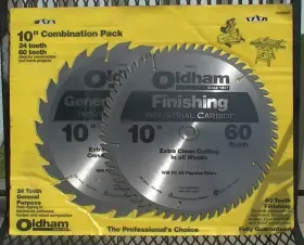 Oldham 1002460tp 10 Inch Circular Saw Combo Pack 24tp General And 60tp Finishing Blades