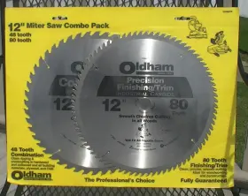 Oldham 1204880tp 12 Inch Miter Saw Combo Pack 48t Combination/80t Finishing/trim Blades