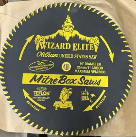 140-7280t Oldham 14 Inch U.s. Saw Wizard Elite Precision Mitre Blade 1 80t Carbide Teflon