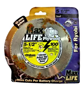 550p10 Oldham 5-1/2 Inch 100t Steel Saw Blade Max Life For Plywood 10mm Arbor Ryobi