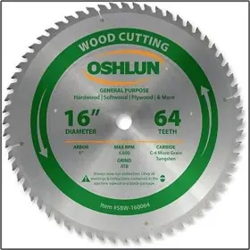 Osh 789611007812 16 Inch 64t Fine Cut Carbide Tip Wood Cutting Saw Blade