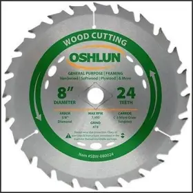 Osh 789611007898 8 Inch 24t Carbide Tip Wood Cutting Saw Blade Table Power