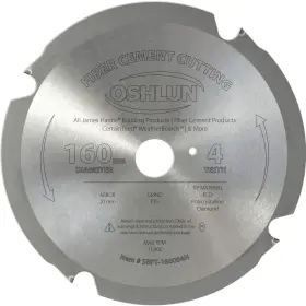 Oshlun 639738494852 Sbft-160004h 160mm 4 Tooth Fespro Fiber Cement Cutting Ftg Saw Blade With 20m