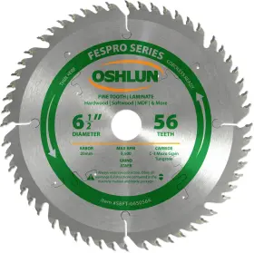 Oshlun 639738494906 Sbft-065056k 6-1/2-inch 56 Tooth Fespro Thin Kerf Atafr Saw Blade With 20mm A