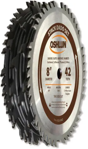 Sds-0842 Oshlun 732454851500 8-inch 42 Tooth Stack Dado Set With 5/8-inch Arbor