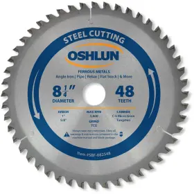 Oshlun 753182911007 Sbf-082548 8-1/4-inch 48 Tooth Tcg Saw Blade With 1-inch Arbor 5/8-inc