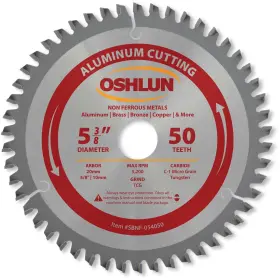 Oshlun 753182911014 Sbnf-054050 5-3/8-inch 50 Tooth Tcg Saw Blade With 20mm Arbor 5/8-inc
