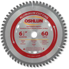 Sbnf-065060 Oshlun 753182911021 6-1/2-inch 60 Tooth Tcg Saw Blade With 5/8-inch Arbor Diamond Kn