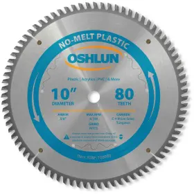 Oshlun 753182911052 Sbp-100080 10-inch 80 Tooth Mtcg Saw Blade With 5/8-inch Arbor For Plastics