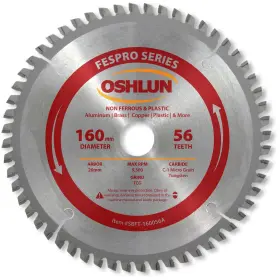 Sbft-160056a Oshlun 753182911182 160mm 56 Tooth Fespro Non Ferrous Tcg Saw Blade With 20mm Arbor