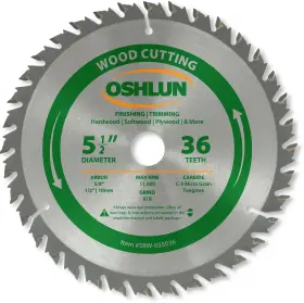 Sbw-055036 Oshlun 753182911755 5-1/2-inch 36 Tooth Atb Finishing And Trimming Saw Blade With 5/8-