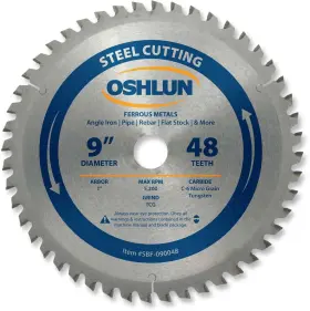 Sbf-090048 Oshlun 892592001226 9-inch 48 Tooth Tcg Saw Blade With 1-inch Arbor For Mild Steel And