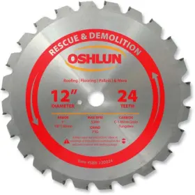 Sbr-120024 Oshlun 892592001295 12-inch 24 Tooth Ftg Saw Blade With 1-inch Arbor 7/8-inch And 20m