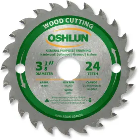 Sbw-034024 Oshlun 892592001332 3-3/8-inch 24 Tooth Atb General Purpose And Trimming Saw Blade Wit