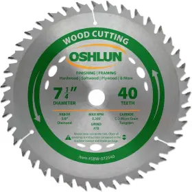 Sbw-072540 Oshlun 892592001448 7-1/4-inch 40 Tooth Atb Finishing And Framing Saw Blade With 5/8-i