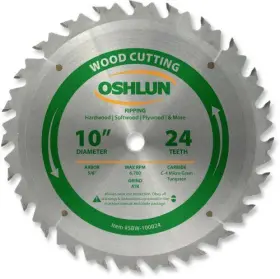 Sbw100024 Oshlun 892592001493 10inch 24 Tooth Atb Ripping Saw Blade With 5/8inch Arbor